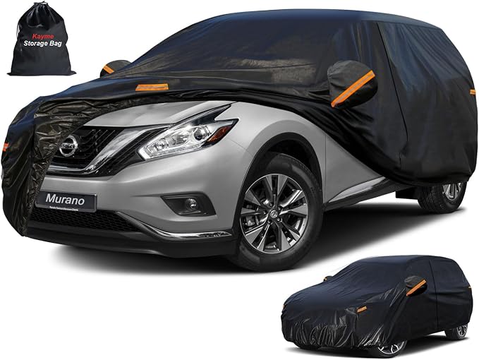 Kayme 7 Layers SUV Car Cover Custom Fit for Nissan Murano (2008-2025) Waterproof All Weather for Automobiles,Outdoor Full Cover Rain Sun UV Protection.Black