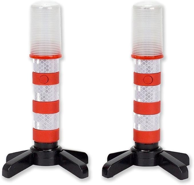 Encell Set of 2 LED Road Safety Flares Roadside Emergency Warning Signal Beacon,Red