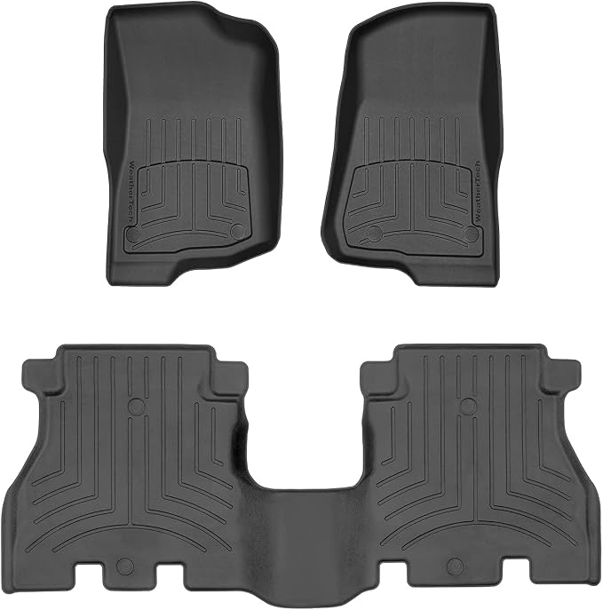 WeatherTech FloorLiner HP Custom Fit Floor Mats for Jeep Wrangler 4-Door, Wrangler Unlimited 4-Door, Wrangler 4-Door Rubicon 392-1st & 2nd Row (441313-1-2IM), Black
