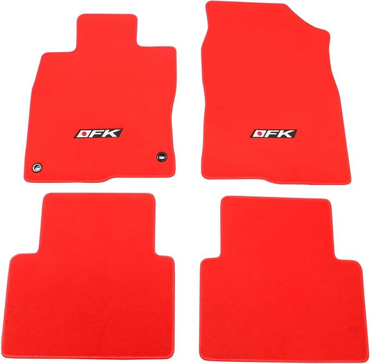 Fit 2016-2021 Honda Civic Floor Mats OEM Fitment Style Red with FK Logo | IKON MOTORSPORTS, Front & Rear Floor Mats Carpet With FK Logo 4PCS, 2017 2018 2019 2020