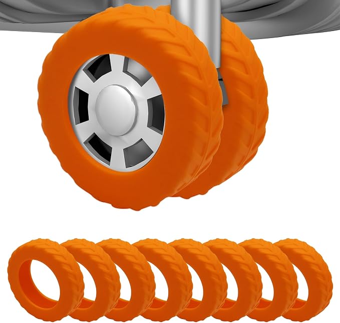 8Pcs Luggage Wheel Covers,Fits 2-2.4'' Suitcase Wheel, Orange | Carry On Luggage Wheels Protector,Upgraded Luggage Travel Accessories,Helps reduce daily rolling noise and surface wear.