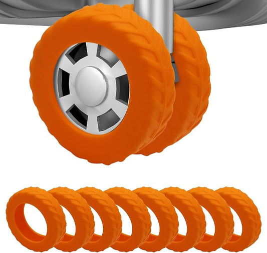 8Pcs Luggage Wheel Covers,Fits 2-2.4'' Suitcase Wheel, Orange | Carry On Luggage Wheels Protector,Upgraded Luggage Travel Accessories,Helps reduce daily rolling noise and surface wear.