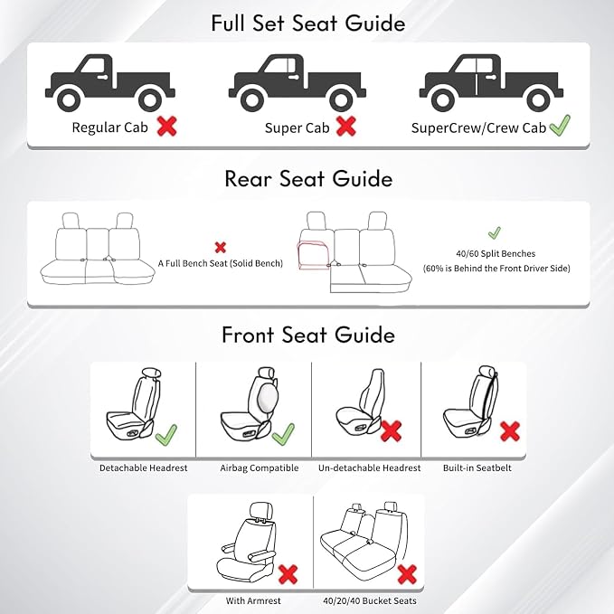 Coverado Leather Rear Seat Covers Fit for Ford F150 F250 F350 F450, Waterproof Ford Truck Rear Seat Covers Fit for 2015-2026 F150 & 2017-2026 F250 F350 F450 (Black)