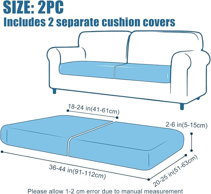 Smiry Waterproof Couch Cushion Covers, Stretch Jacquard Thick Sofa Cushion Covers, Washable Seat Slipcover Elastic Furniture Protector for Pets, Kid (2PC, Ginder Yellow)