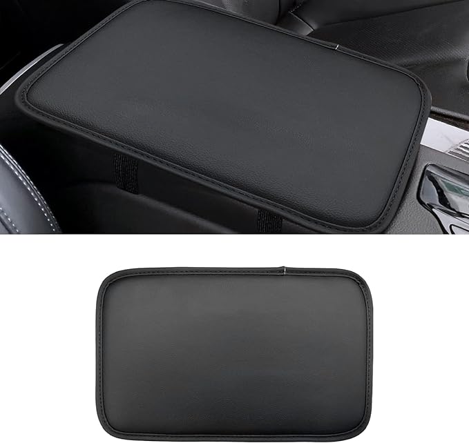 8sanlione Leather Center Console Cushion Pad, 11.4"x7.4" Waterproof Armrest Seat Box Cover Fit for Most Cars, Vehicles, SUVs, Comfort, Car Interior Protection Accessories (Black/Skin)
