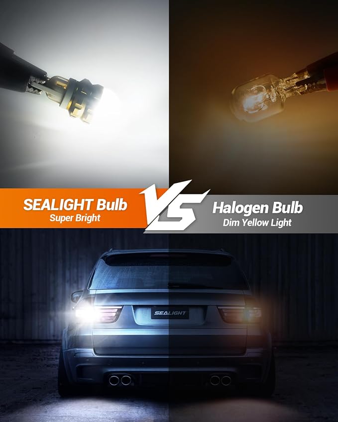 SEALIGHT 912 921 LED Bulb for Reverse Lights, T15 LED Reverse Light Bulb Super Bright Canbus Error Free, 906 904 916 W16W Replacement 921 Bulbs 3020SMD with 360° HD Projector, 6000K White, Pack of 2