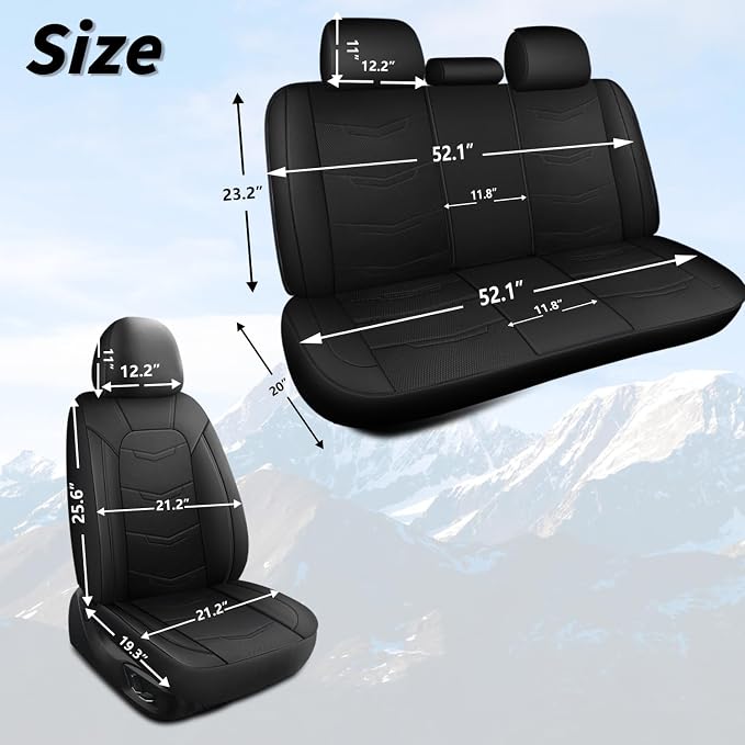 HChengkikz Car Seat Cover, Breathable and Sporty (Black) | Leather, Universal Fit for Most SUVs, Cars, Sedans, Trucks, Airbag Compatible, Easy to Install