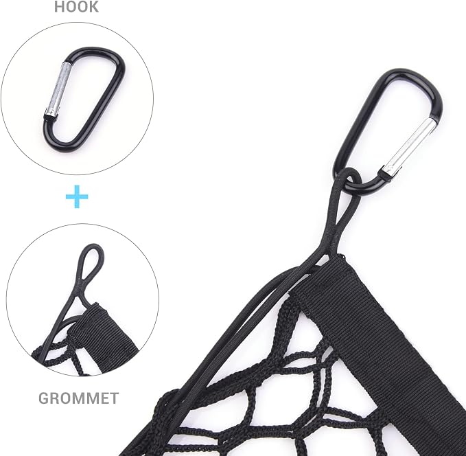 MICTUNING Truck Bed Cargo Net, 49"x15.2" Stretch to 60" Elastic Pickup Cargo Net with 4 Metal Carabiners, Compatible with 2013-2022 Chevy Silverado & 2015-2024 Ford F150 F250 Truck