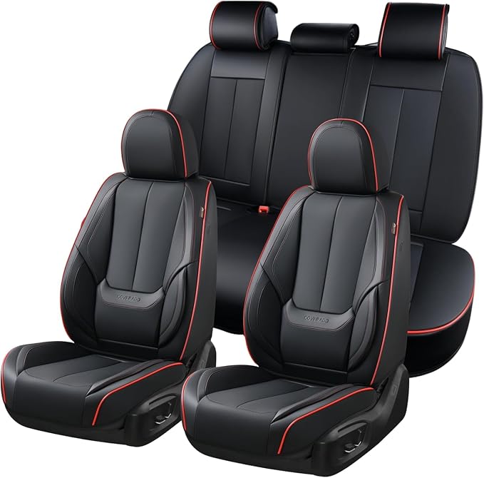 Coverado Car Seat Covers, Seat Covers for Cars, Waterproof Leather Auto Seat Protectors, Leather Car Seat Cushion, Car Interiors Accessories Universal Fit for Most Cars