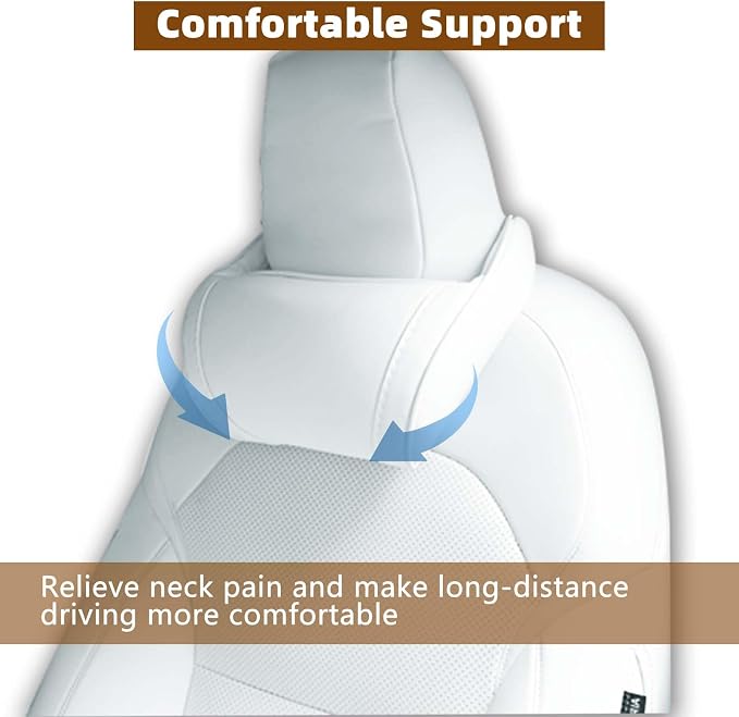 TOPABYTE Car Neck Pillow for Tesla Model 3 Model Y Model S Model X Cybertruck Accessories Memory Foam Ergonomic Design Comfortable Headrest Cushion, 1 Piece, White