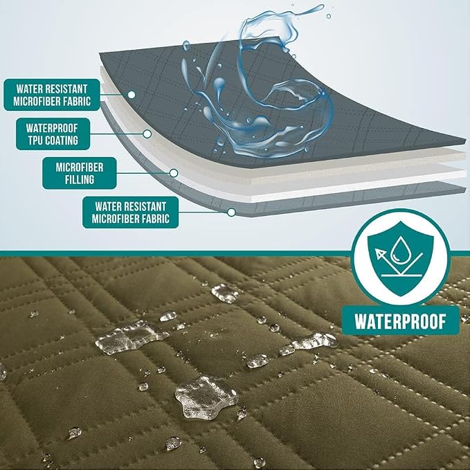 PetAmi Waterproof Couch Cover for Dogs, Non-Slip Leakproof Sofa Furniture Protector for Pet Cat, Machine Washable Bed Blanket for Car Seat, 68x82 Green