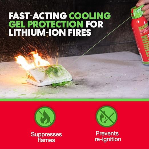 Lithium-Ion Fire Extinguishing Gel 1-Pack - Battery Fire Suppression Gel for Electronics, Stops Thermal Runaway, Non-Toxic, Eco-Friendly, 14oz Canister, Made in USA