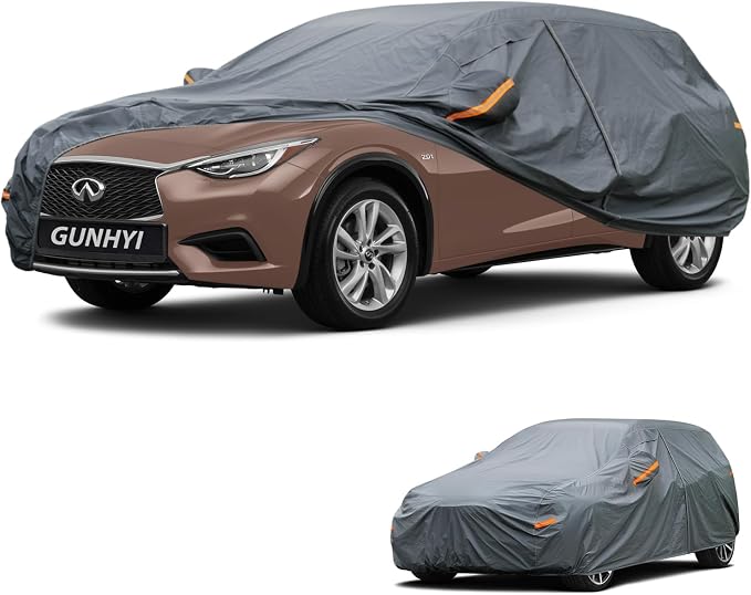 GUNHYI Premium Car Cover Custom Fit Infiniti QX30, 16 Layers Heavy Duty Car Cover Waterproof All Weather with Zipper Door for Sun Rain Snow Dust Uv Protection