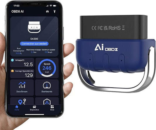OBD2 Scanner Bluetooth AI Auto Diagnostic Tool Check Engine Car Code Reader for iOS & Android Exclusive APP Clear Error Code Data Reset Wireless Diagnostic Scanner for All OBD-II Vehicles