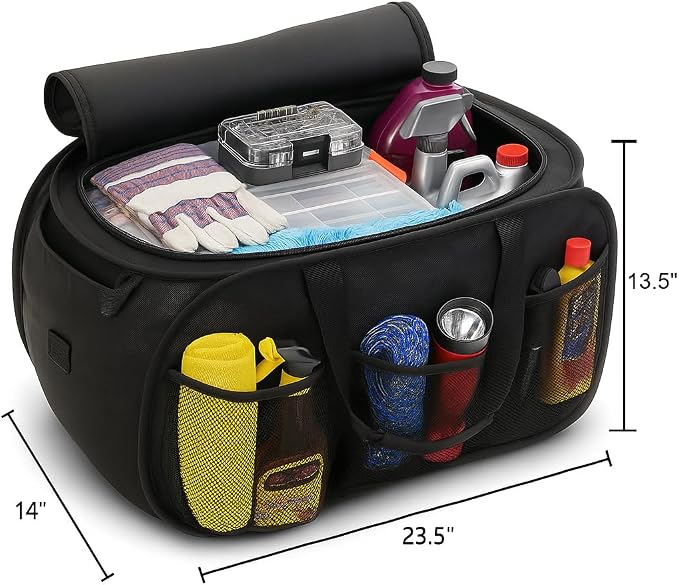 SR1 Performance USA Dodge Pop Up Cargo Organizer – Expandable Collapsible Trunk Storage Caddy for Challenger, Charger, Durango, Hornet, Dart & More – Black with Logo