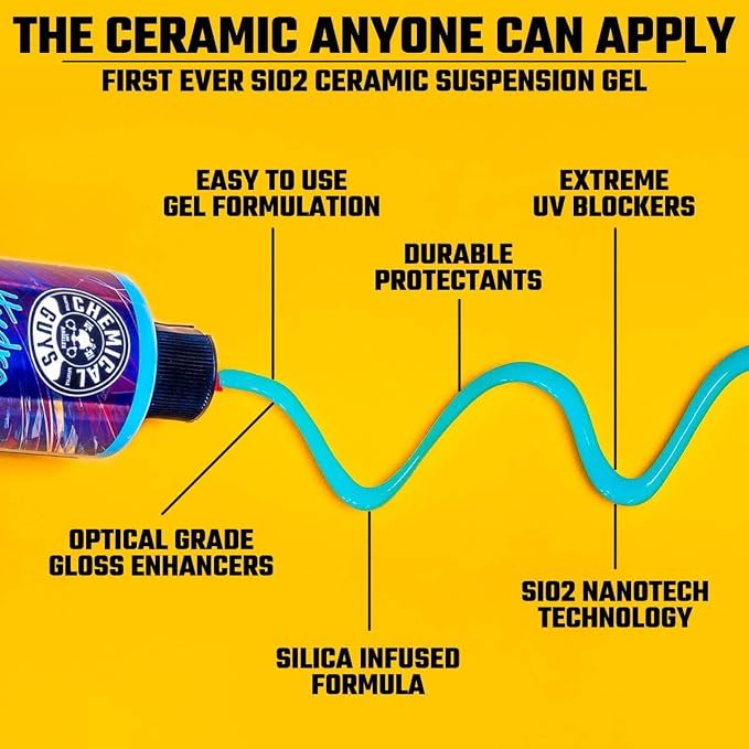 Chemical Guys, HydroSlick Intense Gloss Ceramic Coating HyperWax, 16 oz | Ceramic wax lays down high gloss and a hydrophobic, water-beading layer on paint, glass and trim, easy on and off