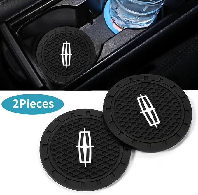 2PCS Car Cup Holder Coasters, Silicone Car Coasters Non-Slip Vehicle Car Coasters Cup Mats for Interior Accessories, Work with Lincoln MKC Nautilus Aviator Navigator MKZ Continental,2.75''