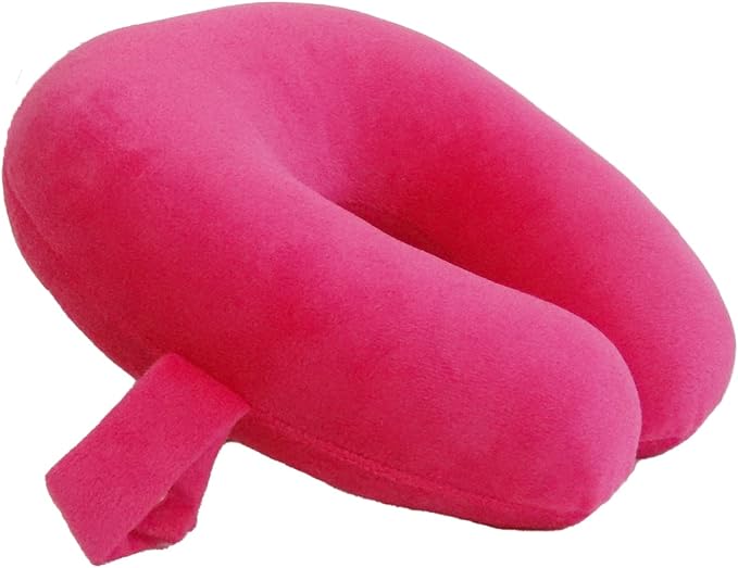 Wolf Essentials Kids Travel Neck Pillow - Cozy Soft Microfiber, Compact Design for Airplane, Car Seat, or Toddler Travel Support – Pink (Pack of 12)