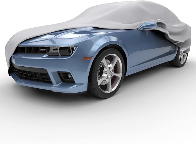 Budge Rain Barrier Car Cover, Outdoor, Water-Resistant, Breathable, Car Cover fits Cars up to 157" , Gray
