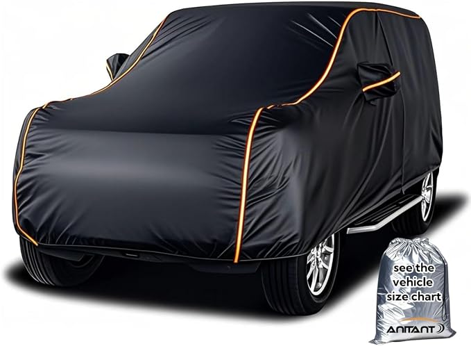 Super Lightweight Car Cover Waterproof All Weather, 2 Door Small SUV Covers, UV Rain Protection Full Exterior Covers Fit SUV Up to 182"