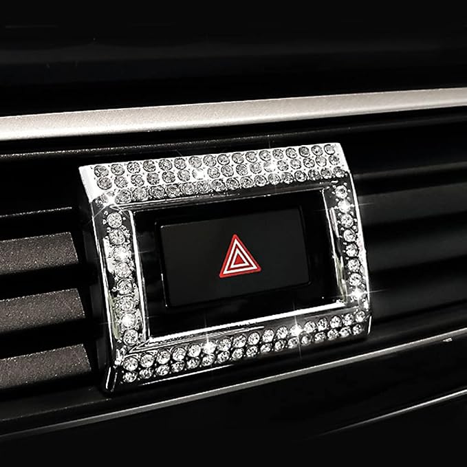 Bling Hazard Warning Button Cover Sticker Compatible with Honda 10th gen Honda Civic/Accord (2018-2022) Zinc Alloy Crystal Warning Light Decal