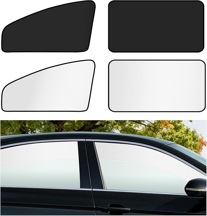 XCBYT Car Window Shades for Side Windows, 4 Pack, Cooling & Privacy | Reflective cooling & privacy for camping and work break. Fits iron frames only; measure first. May not fully cover large SUVs