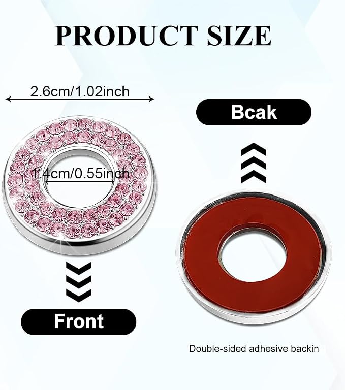 4PCS Bling Car Inner Door Lock Covers, Bling Car Accessories, Crystal Auto Decals for Women Girls, Sparkly Rhinestones Auto Door Bolt Decorations Compatible with B-e-n-z A/B/C/D/E Class