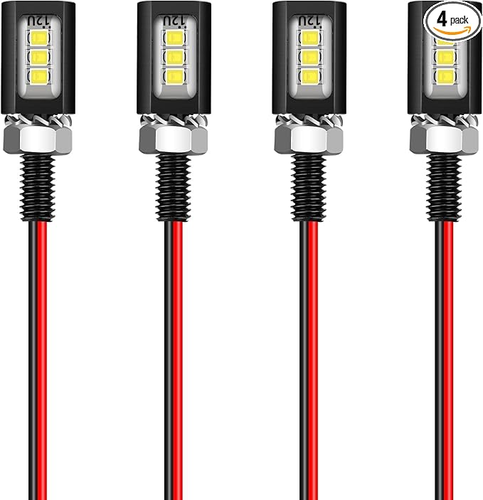 Linkstyle 4PCS 12V LED License Plate Light, License Tag Screw Bolt Lamps, Super Bright Motorcycle LED Bulb Tag Lights for Car Truck RV ATV Bike