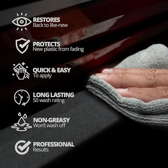CERAKOTE Rapid Ceramic Plastic Restorer and Protectant Spray - 14 oz - 50+ Wash Rating - Restores Faded Black Trim and Bumpers - Non-Greasy Formula for Cars and Trucks