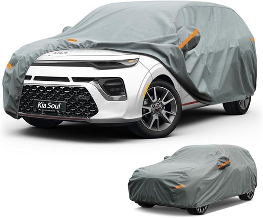 Kayme Heavy Duty Car Cover Custom Fit Kia Soul (2009-2026), Waterproof All Weather for Automobiles, Full Exterior Covers Sun Rain UV Protection.