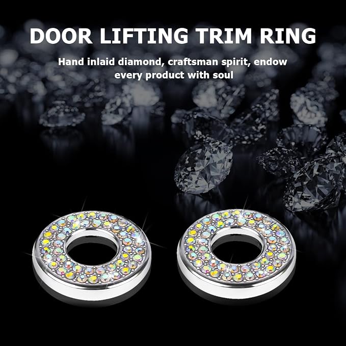 4PCS Bling Inner Car Door Lock Cover Stickers, Rhinestones Pull Rod Bolt Decorations, Crystal Auto Decals for Women Girls, Sparkly Car Door Lock Pin Caps for C Class C200L GLC260 C260L