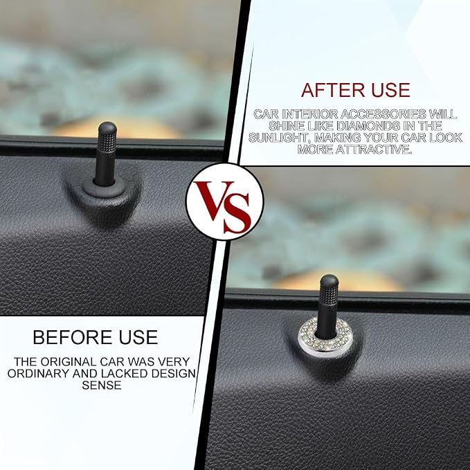 4PCS Bling Car Inner Door Lock Covers, Bling Car Accessories, Crystal Auto Decals for Women Girls, Sparkly Rhinestones Auto Door Bolt Decorations Compatible with B-e-n-z A/B/C/D/E Class