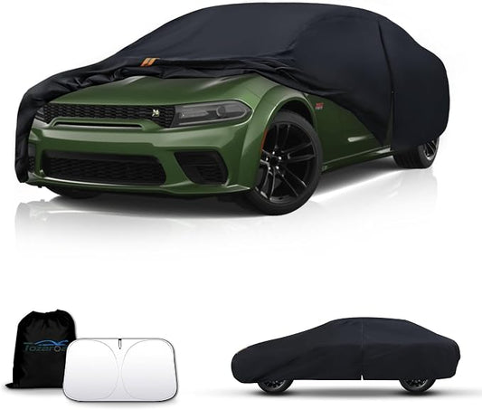 Car Cover Outdoor Coupe Covers(Length up to 203 inch) Universal Fit for Dodge Charger,Model S,Hyundai Genesis,Jaguar XJ,Chevy Malibu,Buick Lesabre Regal,Valiant etc,Size C5(See Size Chart)