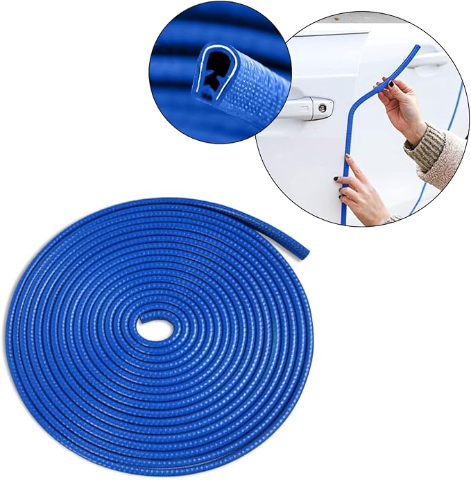 Car Door Protector Edge Guards, Universal Rubber Seal U Shape Car Door Protection, Aluminum Boat Edge Trim Guards No Glue Required, Exterior Accessories Fit for Most Cars, Sedans, SUV (Blue/10FT) | Universal fit, most cars/SUVs/trucks, rubber seal, pre...