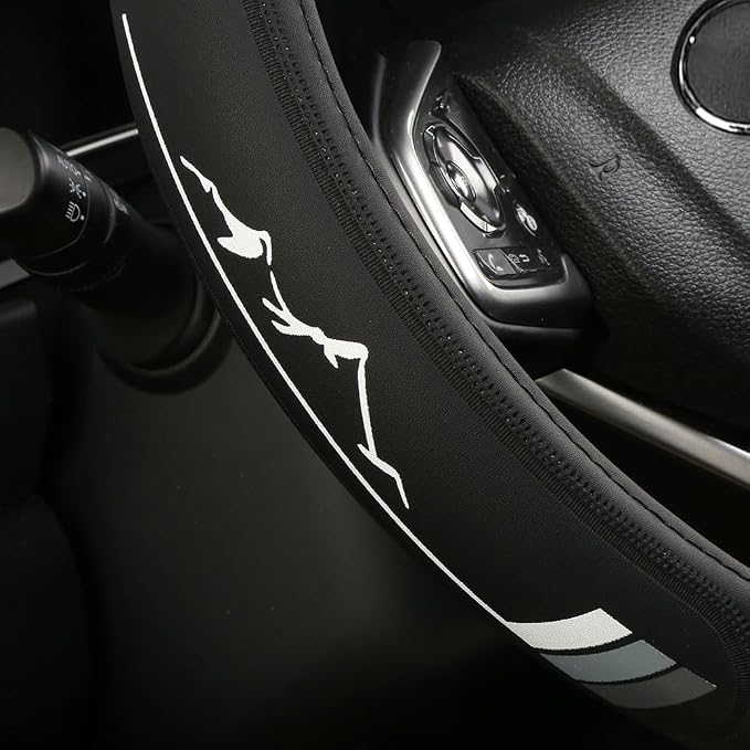 Leather Steering Wheel Cover 15.5-16inch Compatible with Toyota 4Runner Tacoma Tundra Highlander (Leather-Gray0)