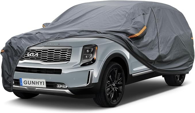GUNHYI Premium Car Cover Custom Fit Kia Telluride, 16 Layers Heavy Duty Car Cover Waterproof All Weather with Zipper Door for Sun Rain Snow Dust Uv Protection
