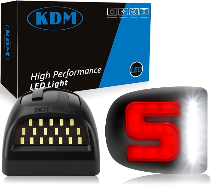 KDM LED License Plate Light with“S”Red Neon Tube fit for 1999-2013 Chevy Silverado GMC Sierra 1500 2500 3500 HD Suburban Tahoe Ca-dillac Escalade EXT Yukon XL,White & Red 2Pcs Pack