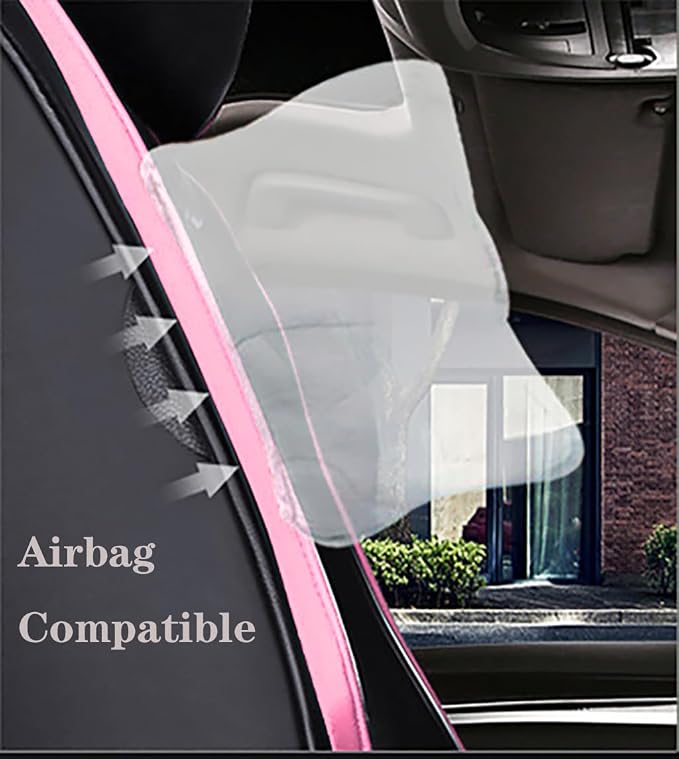 Leather Car Seat Covers,Full Coverage Seat Covers Full Set with Fixed Lumbar Support,Universal Automotive Seat Covers for Cars,SUVs,Trucks and Sedans