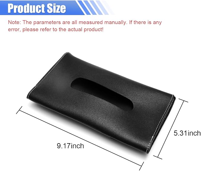 Smilfuy Car Visor Tissue Holder, Leather Mask Dispenser, Hanging Napkin Holder, Sun Visor Accessory Universal For Most Vehicles (Black), 9.17x5.31 Inch