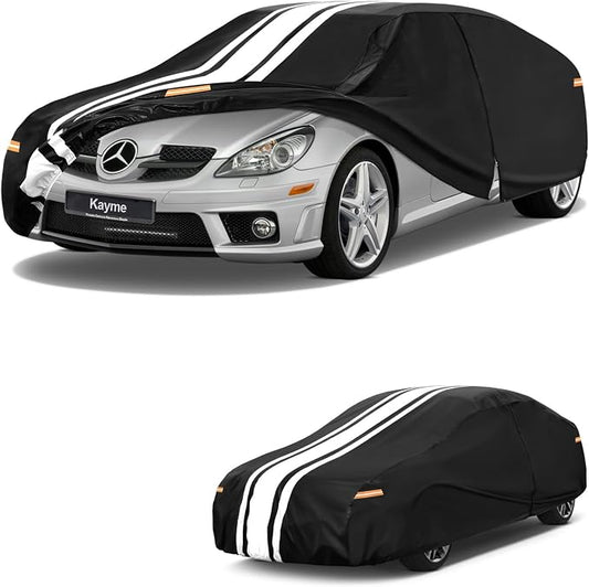 Kayme Heavy Duty Car Cover Custom Fit for Mercedes-Benz SLK/SLC Class 200 230 280 300 350 (1996-2021), Outdoor Full Exterior Cover with Tape and Towel, Rain Snow Sun UV Protection.