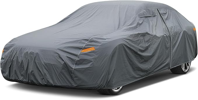 GUNHYI 16 Layers Car Cover Waterproof All Weather, Heavy Duty Full Exterior Cover Universal Fit Coupe Porsche Panamera, Dodge Charger, Cadillac DeVille/DTS, Buick Park Avenue, Jaguar XJ etc.