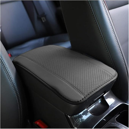 8sanlione Car Armrest Storage Box Mat, Fiber Leather Car Center Console Cover, Car Armrest Seat Box Cover Accessories Interior Protection for Most Vehicle, SUV, Truck, Car (Gray)
