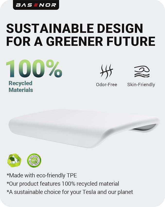 BASENOR Upgraded Tesla Model S Model X Center Console Cover Non-Slip TPE Armrest Cover [No Logo] Protector Armrest [Proprietary Design] 2021-2026 Tesla Interior Accessories White