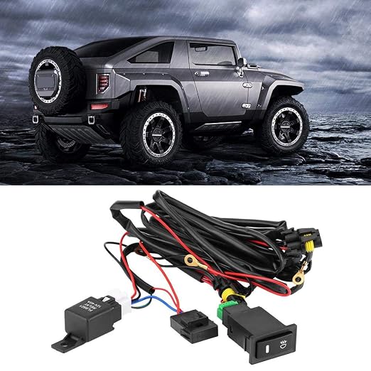 LED Light Wiring Harness Kit,12V Universal Car LED Fog Light On/Off Switch Wiring Harness Fuse Relay Kit