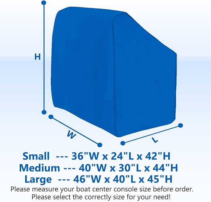 Boat Center Console Cover - Heavy Duty 600D Waterproof Marine Cover（Medium） | Marine Grade Polyester | UV & Rain Resistant | Snug Drawstring Bottom | Fits Up to 40"×30"×44" | Sun Dust & Tear Protection