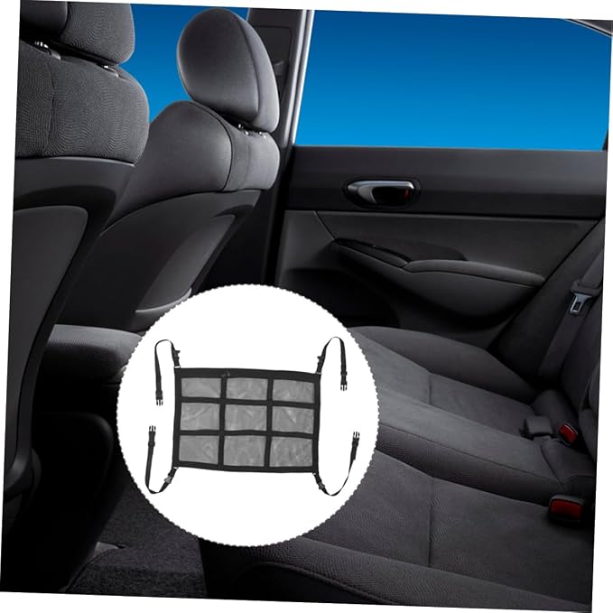 Car Ceiling Cargo Net Organizer Dual-Zipper Mesh Pouch for SUV Van Storage Overhead Accessory for Travel Essentials Umbrellas More