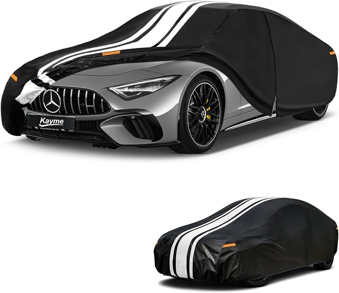 Kayme Heavy Duty Car Cover Custom Fit for Mercedes Benz SL (1971-2021), Outdoor Full Exterior Cover with Tape and Towel, Rain Snow Sun UV Protection.