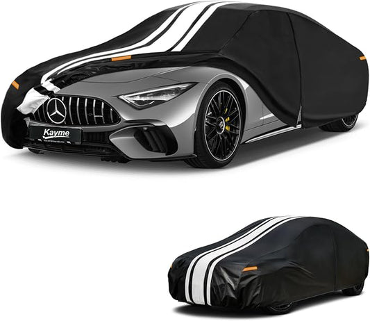 Kayme Heavy Duty Car Cover Custom Fit for Mercedes Benz SL (1971-2021), Outdoor Full Exterior Cover with Tape and Towel, Rain Snow Sun UV Protection.