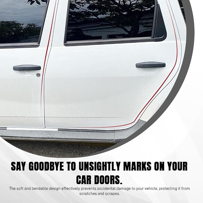 Car Door Edge Guards, Car Door Protector, 16Ft Rubber Seal Protector U Shape Edge Trim, Anti-Collision Auto Door Entry Guard Protective Strip Universal for Most Vehicles (White, 5M)