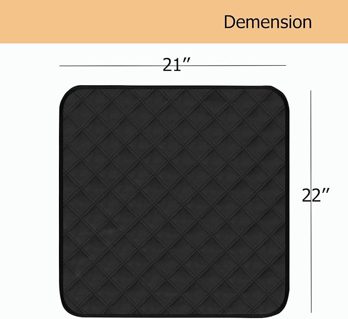 RIQINXIN Waterproof Incontinence Chair Pads Washable Seat Protector Pads for Chairs Incontinence Bed Pads Absorbent for Adults 3Pcs 21x22in Black